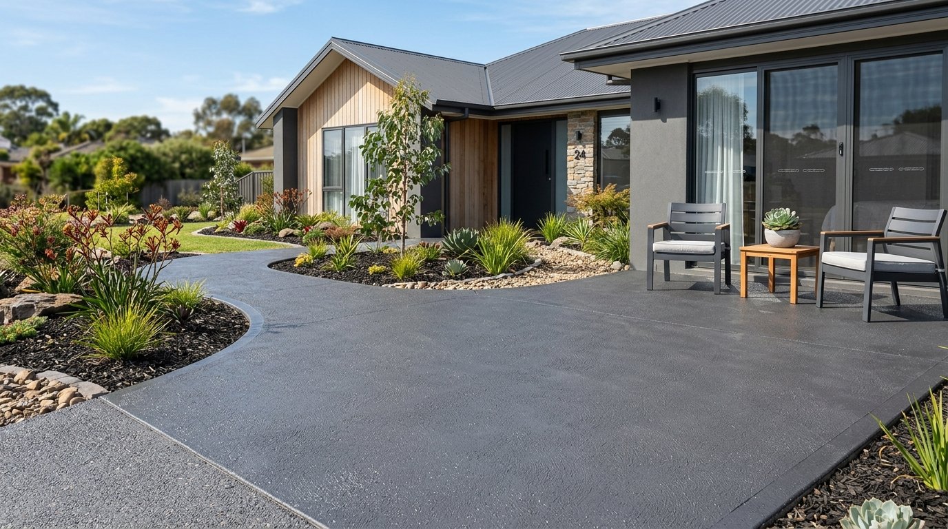 Painted and sealed concrete driveway